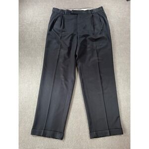 Ballin Relax Mens Black Pleated Microfiber Dress Pants Cuffed Made in Canada 38W